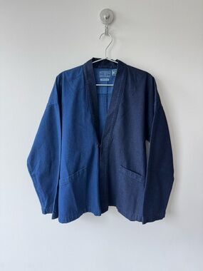 Blue Blue Japan Haori Jacket in Two Tone Indigo Denim - Size 1 - Made In Japan